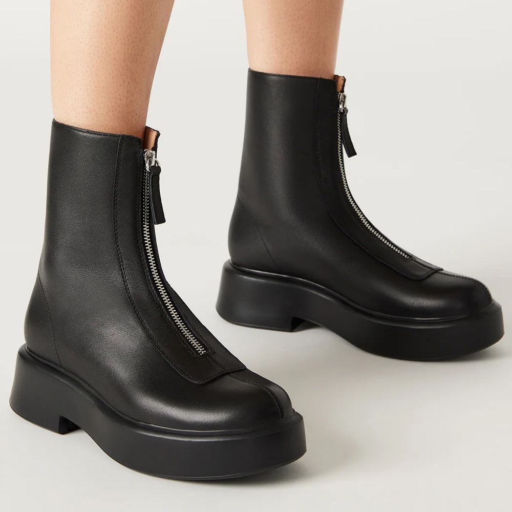 Steve Madden JONES BLACK LEATHER Platform Boot 7.5M